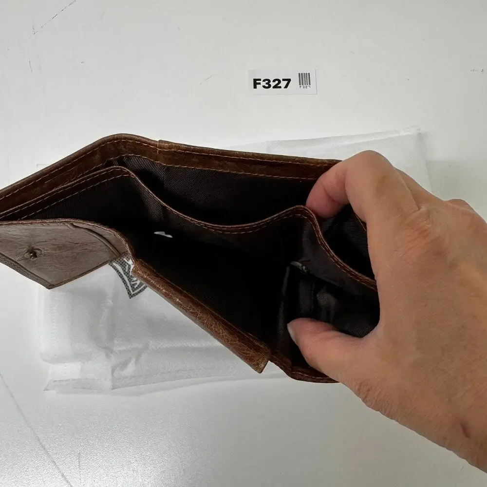 NEW Tauren Genuine Leather Trifold Wallet Brown Bifold Coin Pocket F327
